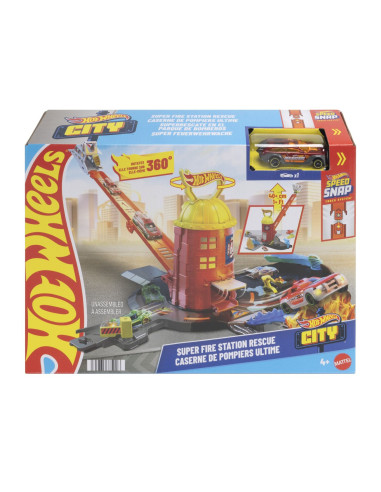 MTJHL95,Hot Wheels City Set De Joaca Super Statie De Pompieri Cu Masinuta Inclusa