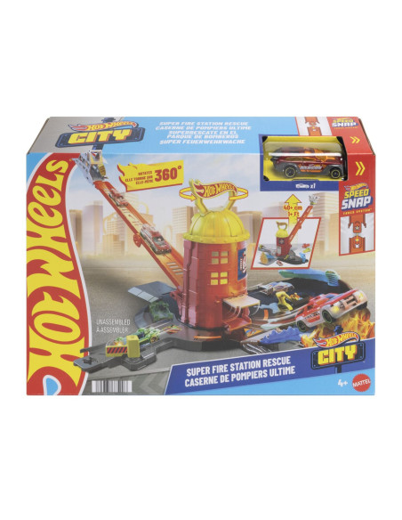 MTJHL95,Hot Wheels City Set De Joaca Super Statie De Pompieri Cu Masinuta Inclusa