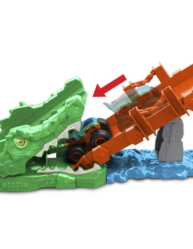 MTJJN45,Hot Wheels Monster Truck Set De Joaca Provocarea Crocodilului Cu Masinuta Mega Wrex