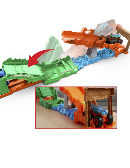 MTJJN45,Hot Wheels Monster Truck Set De Joaca Provocarea Crocodilului Cu Masinuta Mega Wrex