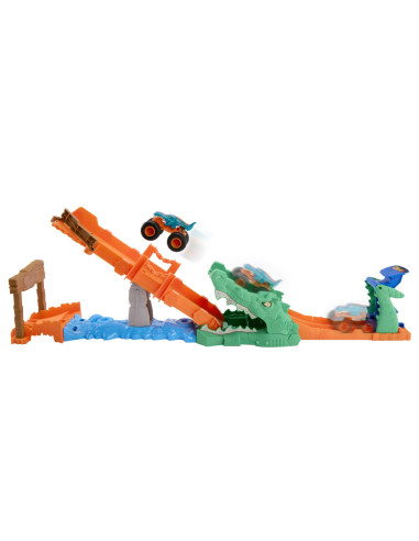MTJJN45,Hot Wheels Monster Truck Set De Joaca Provocarea Crocodilului Cu Masinuta Mega Wrex