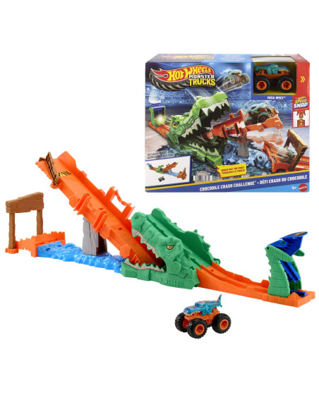 MTJJN45,Hot Wheels Monster Truck Set De Joaca Provocarea Crocodilului Cu Masinuta Mega Wrex