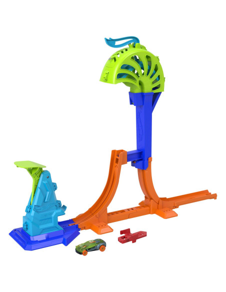 MTJLM90_JHK75,Hot Wheels Stunt Tracks Pista Pentru Cascadorii Campionul Lansarii Puternice Cu Masinuta Inclusa