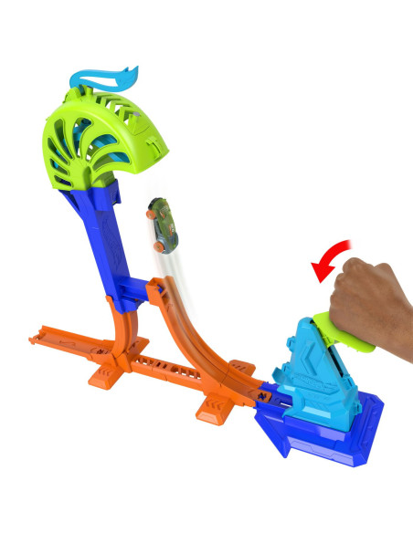 MTJLM90_JHK75,Hot Wheels Stunt Tracks Pista Pentru Cascadorii Campionul Lansarii Puternice Cu Masinuta Inclusa