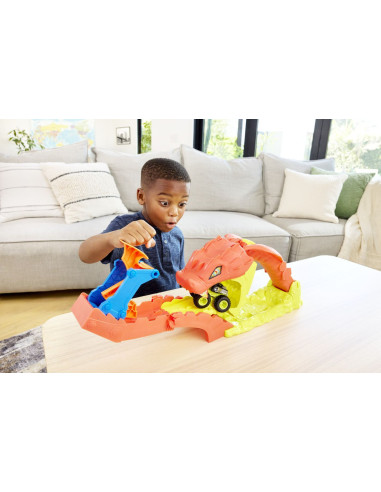 MTJJN44,Hot Wheels Monster Truck Set De Joaca Pista Invinge Sarpele Urias Cu Masinuta Bone Shaker Inclusa