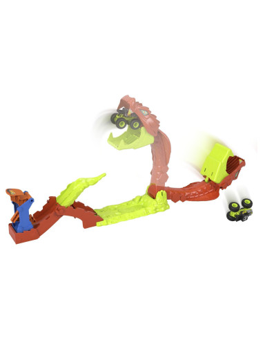 MTJJN44,Hot Wheels Monster Truck Set De Joaca Pista Invinge Sarpele Urias Cu Masinuta Bone Shaker Inclusa