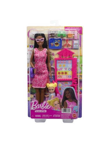 MTJCR71_JMK17,Barbie Set De Joaca Papusa Barbie Bruneta Mulatra Face Cariera Profesoara