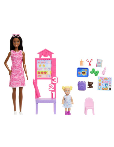 MTJCR71_JMK17,Barbie Set De Joaca Papusa Barbie Bruneta Mulatra Face Cariera Profesoara