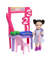 MTJCR71_JMK16,Barbie Set De Joaca Papusa Barbie Bruneta Cu Rochie Roz Face Cariera Profesoara