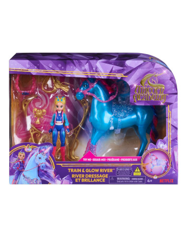 VV-6075347,Unicorn Academy Set Antreneaza Si Straluceste Unicornul River Si Papusa Isabel