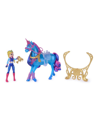 VV-6075347,Unicorn Academy Set Antreneaza Si Straluceste Unicornul River Si Papusa Isabel