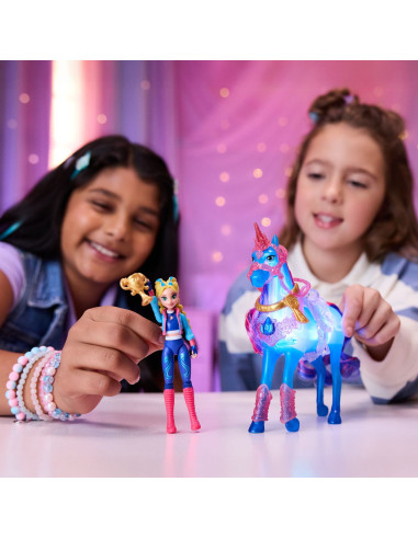 VV-6075347,Unicorn Academy Set Antreneaza Si Straluceste Unicornul River Si Papusa Isabel