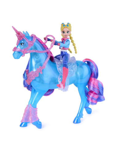 VV-6075347,Unicorn Academy Set Antreneaza Si Straluceste Unicornul River Si Papusa Isabel