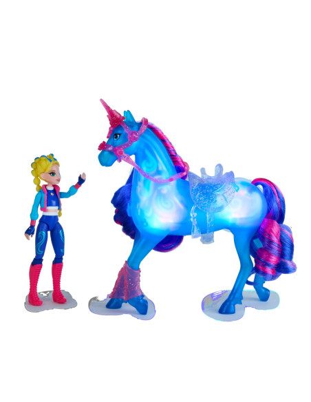 VV-6075347,Unicorn Academy Set Antreneaza Si Straluceste Unicornul River Si Papusa Isabel
