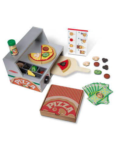 VV-6074890,Melissa And Doug Top And Bake Set De Joaca Masa De Facut Pizza Din Lemn