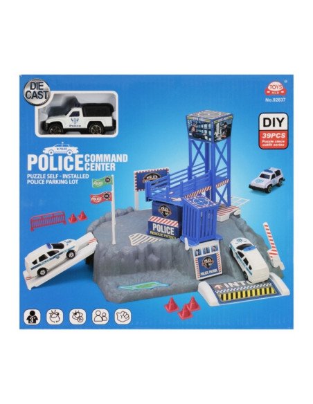 Jucarie set parcare Politie MegaCreative 573971, masina+accesorii, 26x24x7cm, pvc, +3ani