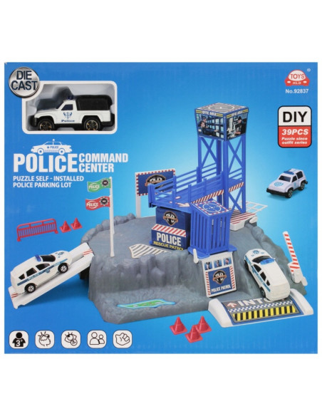 Jucarie set parcare Politie MegaCreative 573971, masina+accesorii, 26x24x7cm, pvc, +3ani