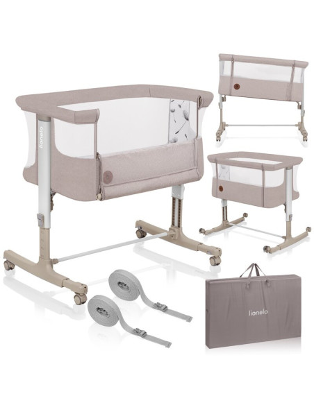 BN-LO-AURORA_BEIGE_CAPPUCCINO,Patut co-sleeper, Lionelo, Aurora, 3 in 1, Cu leganare si setare unghiulara, Cu saltea, 0 luni+, C