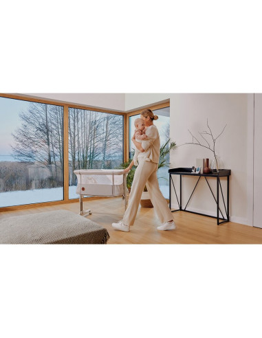 BN-LO-AURORA_BEIGE_CAPPUCCINO,Patut co-sleeper, Lionelo, Aurora, 3 in 1, Cu leganare si setare unghiulara, Cu saltea, 0 luni+, C