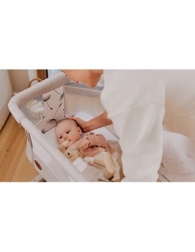 BN-LO-AURORA_BEIGE_CAPPUCCINO,Patut co-sleeper, Lionelo, Aurora, 3 in 1, Cu leganare si setare unghiulara, Cu saltea, 0 luni+, C