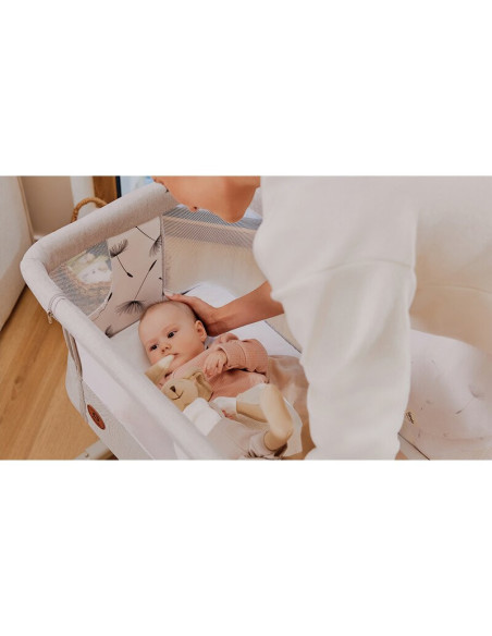 BN-LO-AURORA_BEIGE_CAPPUCCINO,Patut co-sleeper, Lionelo, Aurora, 3 in 1, Cu leganare si setare unghiulara, Cu saltea, 0 luni+, C