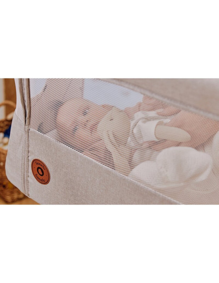 BN-LO-AURORA_BEIGE_CAPPUCCINO,Patut co-sleeper, Lionelo, Aurora, 3 in 1, Cu leganare si setare unghiulara, Cu saltea, 0 luni+, C