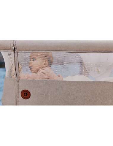 BN-LO-AURORA_BEIGE_CAPPUCCINO,Patut co-sleeper, Lionelo, Aurora, 3 in 1, Cu leganare si setare unghiulara, Cu saltea, 0 luni+, C