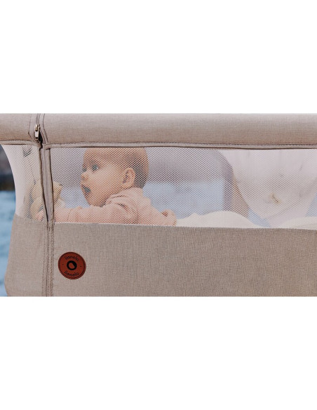 BN-LO-AURORA_BEIGE_CAPPUCCINO,Patut co-sleeper, Lionelo, Aurora, 3 in 1, Cu leganare si setare unghiulara, Cu saltea, 0 luni+, C