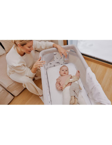 BN-LO-AURORA_BEIGE_CAPPUCCINO,Patut co-sleeper, Lionelo, Aurora, 3 in 1, Cu leganare si setare unghiulara, Cu saltea, 0 luni+, C