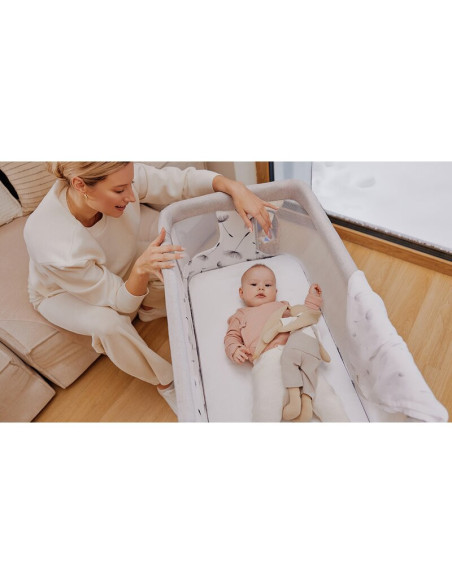 BN-LO-AURORA_BEIGE_CAPPUCCINO,Patut co-sleeper, Lionelo, Aurora, 3 in 1, Cu leganare si setare unghiulara, Cu saltea, 0 luni+, C