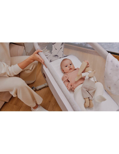 BN-LO-AURORA_BEIGE_CAPPUCCINO,Patut co-sleeper, Lionelo, Aurora, 3 in 1, Cu leganare si setare unghiulara, Cu saltea, 0 luni+, C