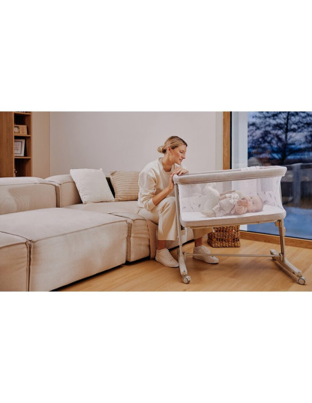 BN-LO-AURORA_BEIGE_CAPPUCCINO,Patut co-sleeper, Lionelo, Aurora, 3 in 1, Cu leganare si setare unghiulara, Cu saltea, 0 luni+, C