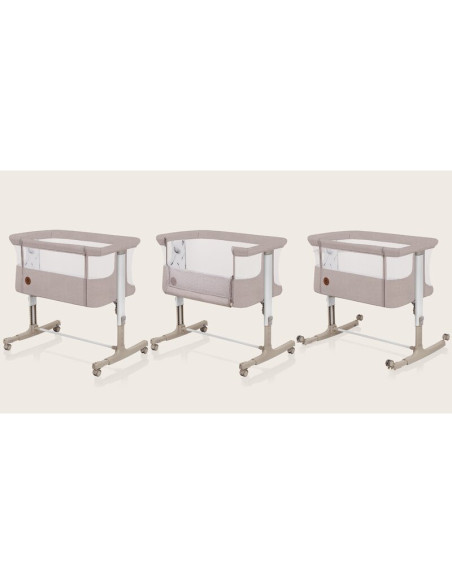 BN-LO-AURORA_BEIGE_CAPPUCCINO,Patut co-sleeper, Lionelo, Aurora, 3 in 1, Cu leganare si setare unghiulara, Cu saltea, 0 luni+, C