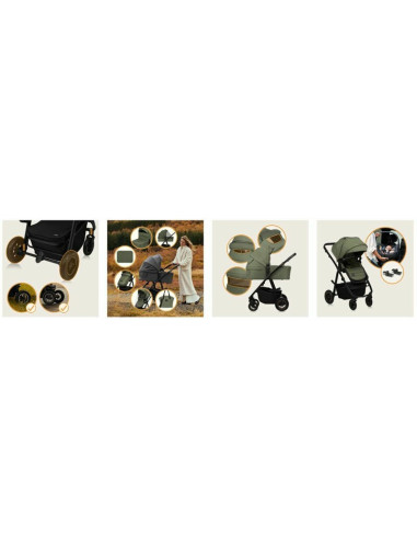 BN-LO-AMBER_PLUS_2IN1_GREEN_FOREST,Carucior 2 in 1, Lionelo, Amber Plus, Cadru aluminiu, Cu landou intarit si salteluta moale, R