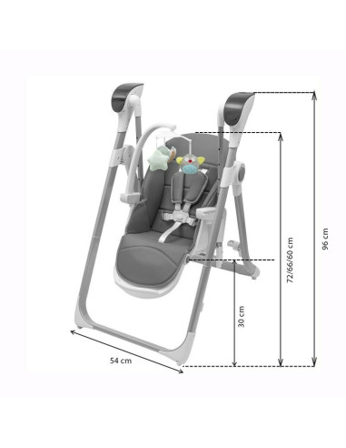 BN-56307,Scaun de masa 2 in 1, New Baby, Smart, Poate fi utilizat si ca leagan pentru copii, Cu telecomanda, Spatar reglabil in 