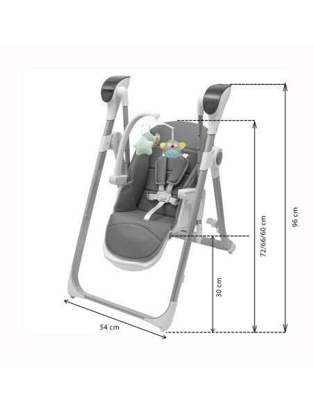 BN-56307,Scaun de masa 2 in 1, New Baby, Smart, Poate fi utilizat si ca leagan pentru copii, Cu telecomanda, Spatar reglabil in 