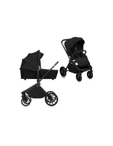 BN-LO-MIKA_PLUS_2IN1_BLACK_ONYX,Carucior 2 in 1, Lionelo, Mika Plus, Cadru din aluminiu, Cu landou intarit si salteluta moale, R