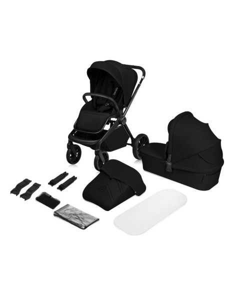 BN-LO-MIKA_PLUS_2IN1_BLACK_ONYX,Carucior 2 in 1, Lionelo, Mika Plus, Cadru din aluminiu, Cu landou intarit si salteluta moale, R