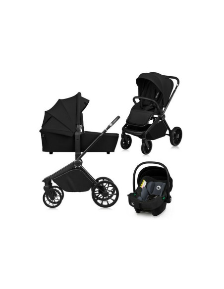 BN-LO-MIKA_PLUS_3IN1_BLACK_ONYX,Carucior 3 in 1, Lionelo, Mika Plus, Cadru din aluminiu, Cu landou intarit si salteluta moale, C