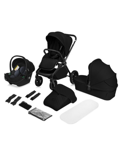 BN-LO-MIKA_PLUS_3IN1_BLACK_ONYX,Carucior 3 in 1, Lionelo, Mika Plus, Cadru din aluminiu, Cu landou intarit si salteluta moale, C