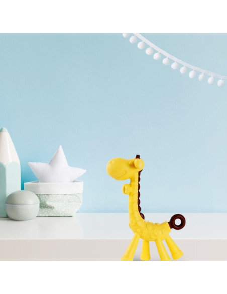 BN-BL805,Jucarie de dentitie, Bocioland, Amelioareaza gingiile dureroase, Design ergonomic, Fara BPA, 0 luni+, Giraffe Yellow/Br