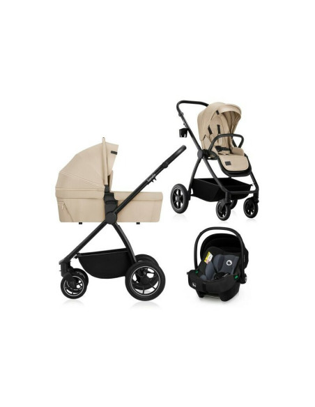 BN-LO-MERIL_3IN1_BEIGE_SAND,Carucior 3 in 1, Lionelo, Meril, Cu landou de dimensiune XL, Reversibil, Cu scoica auto testata ADAC