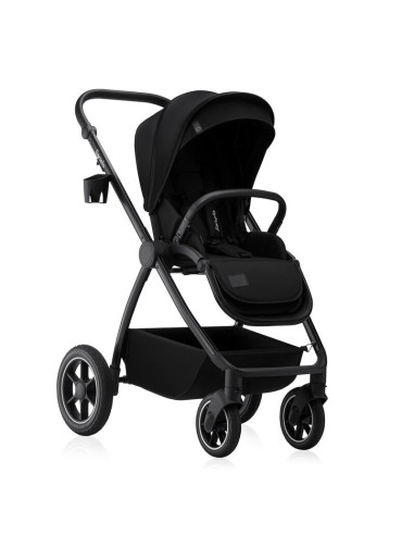 BN-LO-MERIL_3IN1_BLACK_ONYX,Carucior 3 in 1, Lionelo, Meril, Cu landou de dimensiune XL, Reversibil, Cu scoica auto testata ADAC