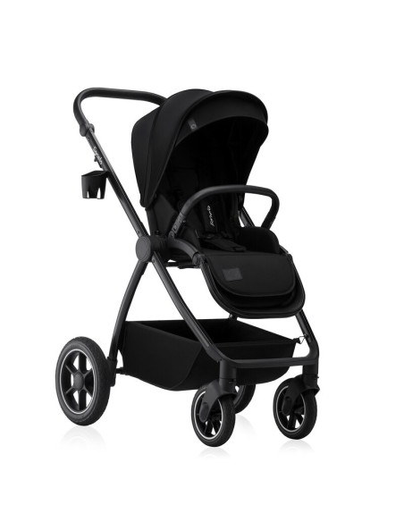 BN-LO-MERIL_3IN1_BLACK_ONYX,Carucior 3 in 1, Lionelo, Meril, Cu landou de dimensiune XL, Reversibil, Cu scoica auto testata ADAC
