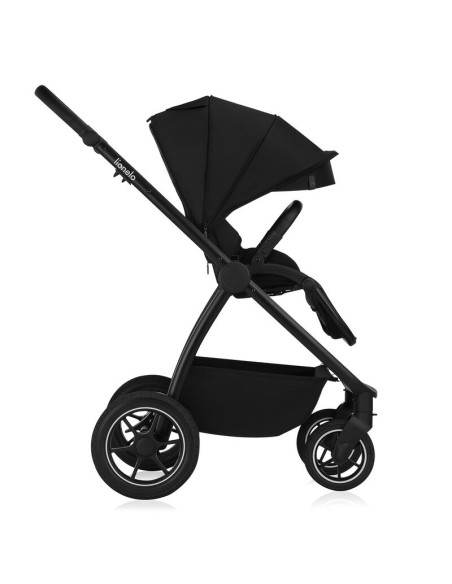 BN-LO-MERIL_3IN1_BLACK_ONYX,Carucior 3 in 1, Lionelo, Meril, Cu landou de dimensiune XL, Reversibil, Cu scoica auto testata ADAC