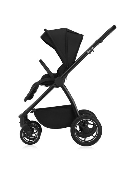 BN-LO-MERIL_3IN1_BLACK_ONYX,Carucior 3 in 1, Lionelo, Meril, Cu landou de dimensiune XL, Reversibil, Cu scoica auto testata ADAC