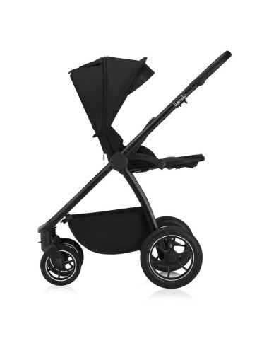 BN-LO-MERIL_3IN1_BLACK_ONYX,Carucior 3 in 1, Lionelo, Meril, Cu landou de dimensiune XL, Reversibil, Cu scoica auto testata ADAC