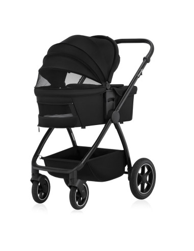 BN-LO-MERIL_3IN1_BLACK_ONYX,Carucior 3 in 1, Lionelo, Meril, Cu landou de dimensiune XL, Reversibil, Cu scoica auto testata ADAC
