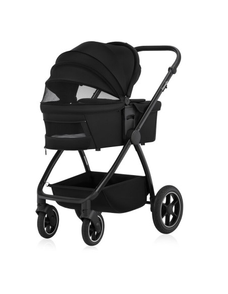 BN-LO-MERIL_3IN1_BLACK_ONYX,Carucior 3 in 1, Lionelo, Meril, Cu landou de dimensiune XL, Reversibil, Cu scoica auto testata ADAC