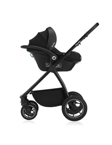 BN-LO-MERIL_3IN1_BLACK_ONYX,Carucior 3 in 1, Lionelo, Meril, Cu landou de dimensiune XL, Reversibil, Cu scoica auto testata ADAC